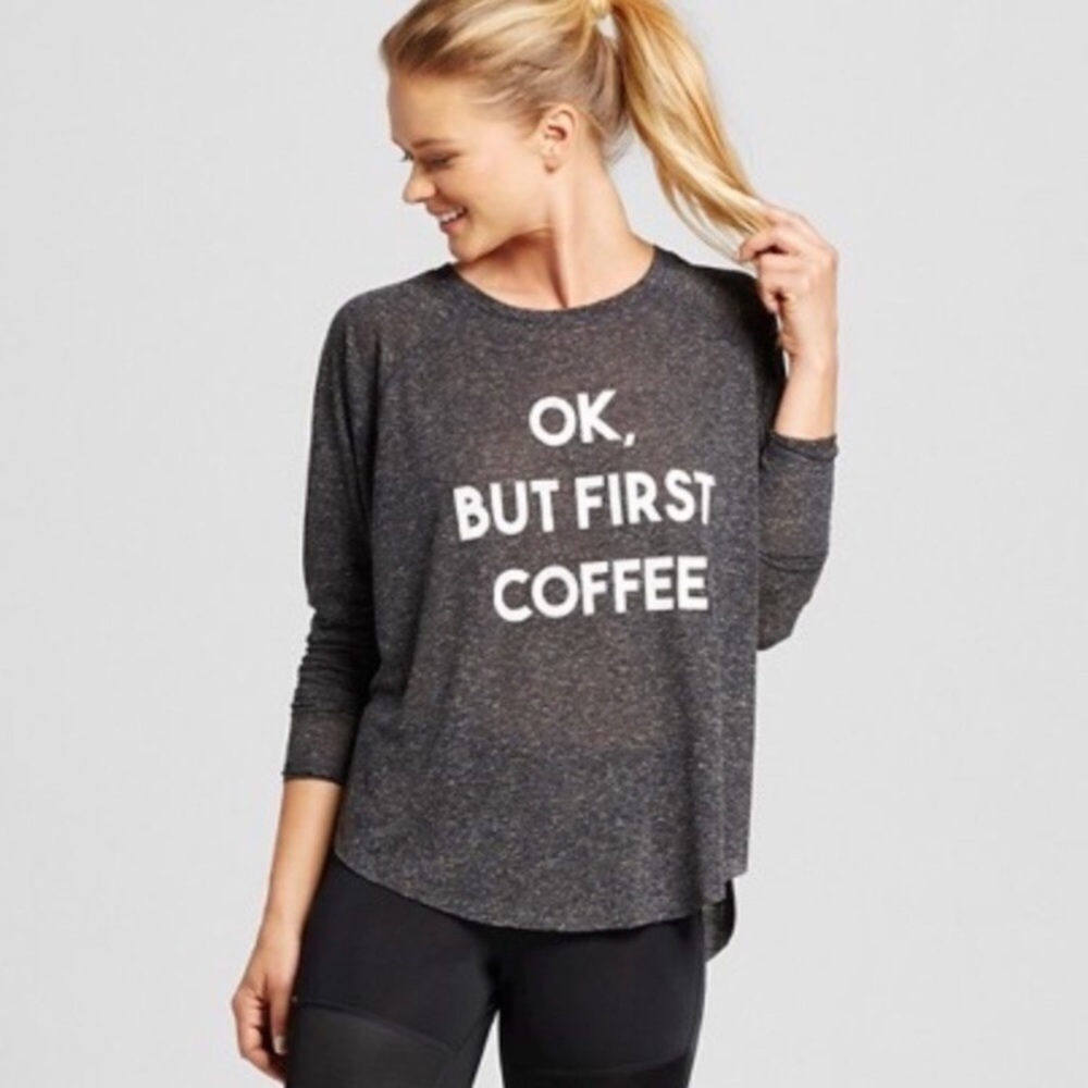 GRAYSON THREADS Linen Graphic T Shirt Ok But First Coffee Oversized Fit Large